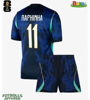 Brasilien Raphinha Belloli #11 Bortaställ Barn VM 2026 Kortärmad (+ Korta byxor)
